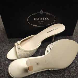 Prada short heels, ivory 6.5